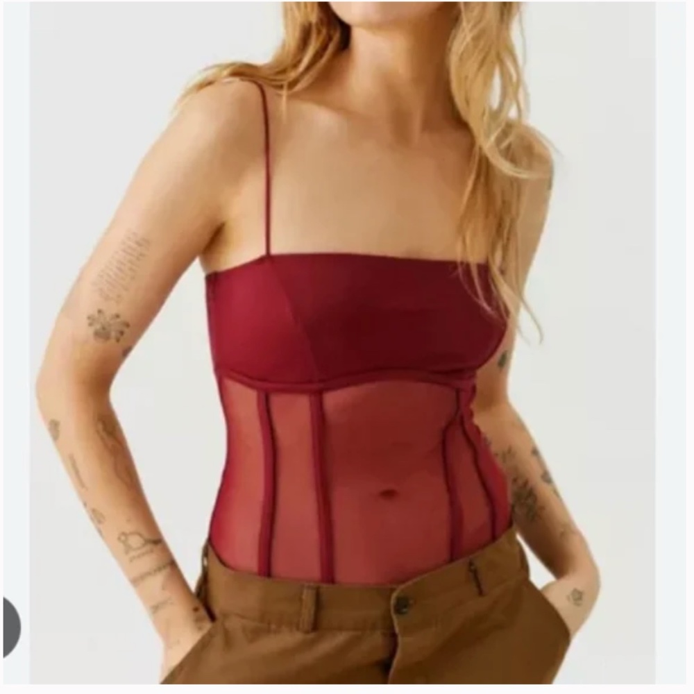 Out From Under Harlow Sheer Mesh Corset Hipster Glam Chic Party Modern Bodysuit